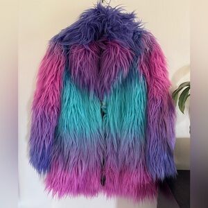 Rarely Regular Gradient Faux Fur Coat, size XS